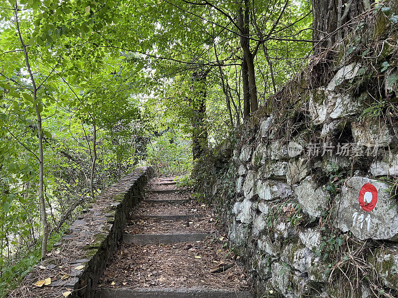 远足小径，森林小径和自行车道在帕普克自然公园，Velika - Slavonia，克罗地亚。Planinarske广场，šumski putevi i biciklisttitike ceste u parku prirode帕普克- Slavonija, Hrvatska)